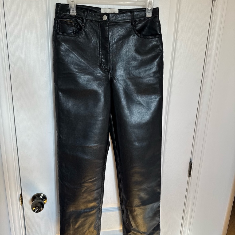 Wilfred Black Faux Leather Straight-Leg pants